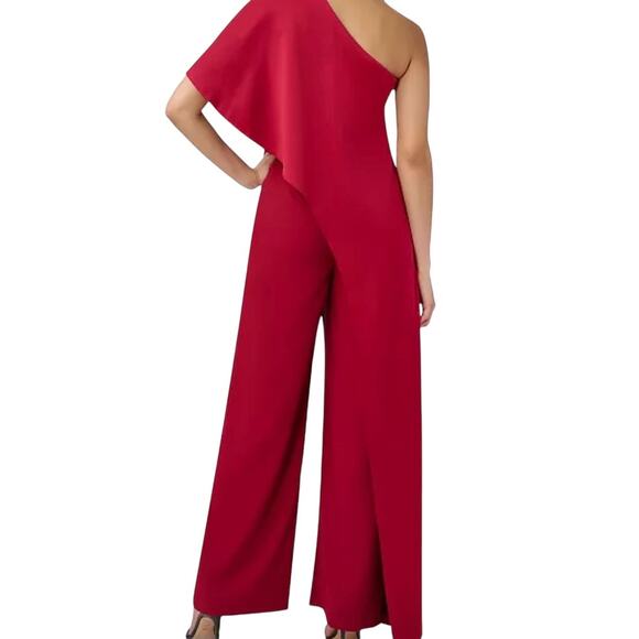 Adrianna Papell Red One-Shoulder Jumpsuit - Picture 2 of 14